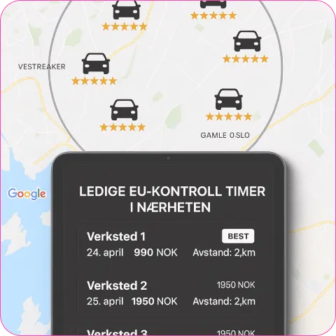 Kart som viser ledige timar på verksteder